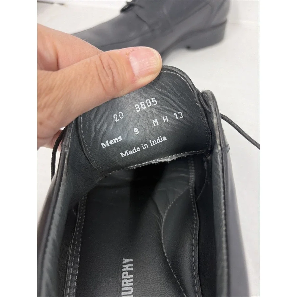 Johnston & Murphy Men's Black Leather Dress Shoes Size 9 M Tie Oxford 20-3605